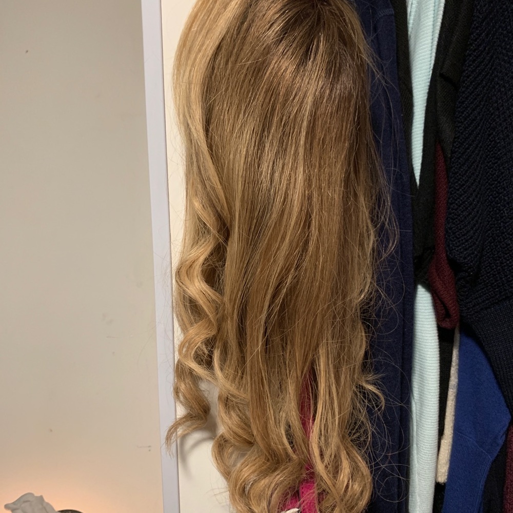 Human hair wig topper with dark roots 6x9